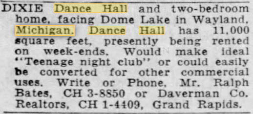 Dixie Dance Hall - Dec 1961 Ad (newer photo)